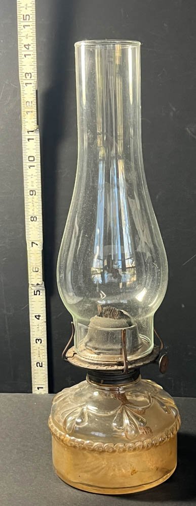 Clear Pressed-Glass Kerosene Finger/Stand Lamp