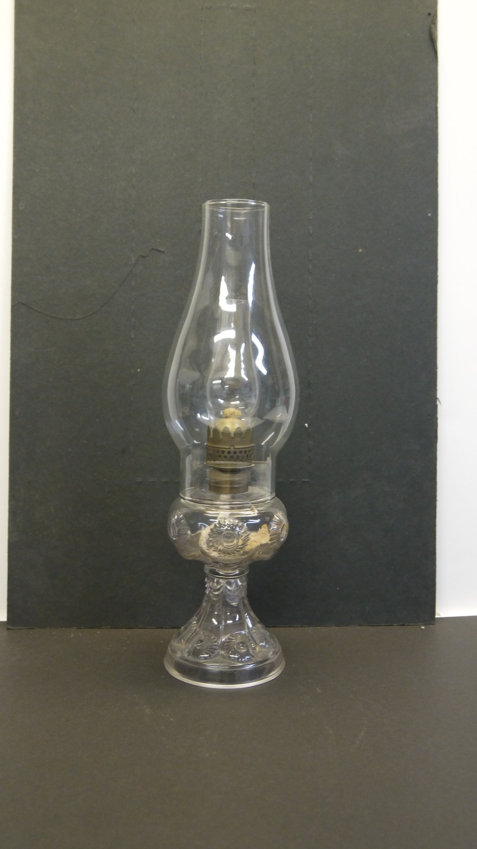 Clear Pressed-Glass Kerosene Table Lamp (Large)
