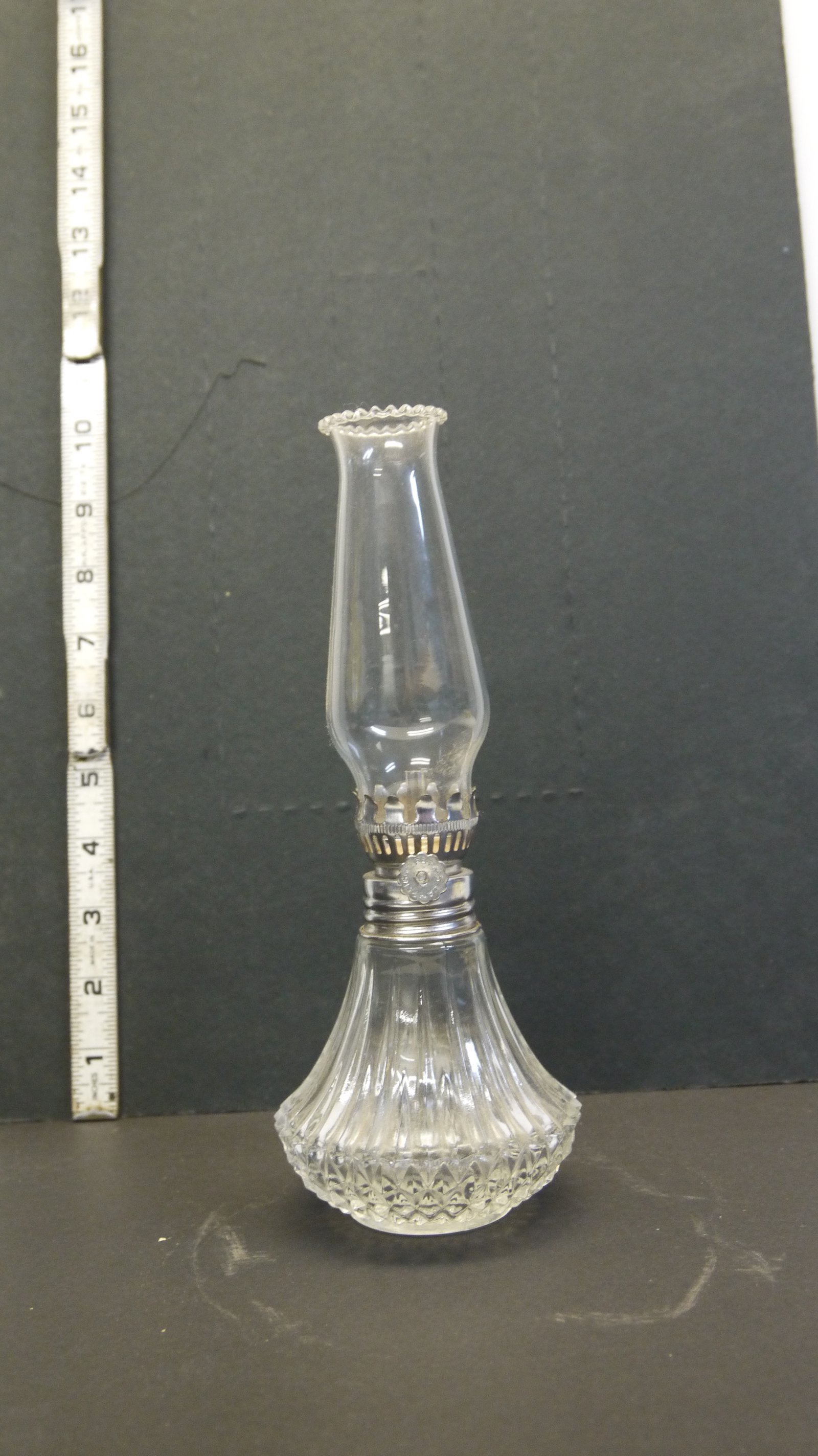 Pressed-Glass Miniature Kerosene Lamp with Chimney